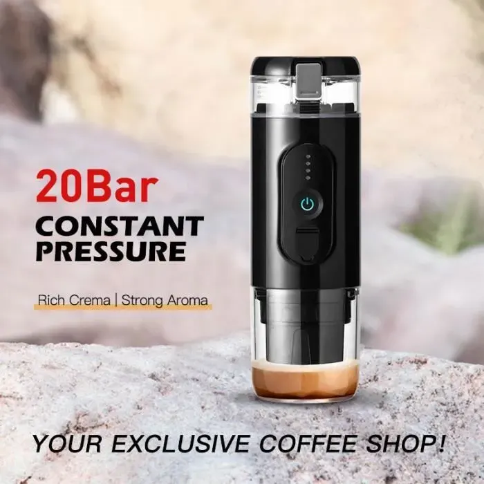 Cafetière portable - Modèle de voyage - Compatible capsules Nespresso - Charge USB - 20 bars - Réservoir 60 ml