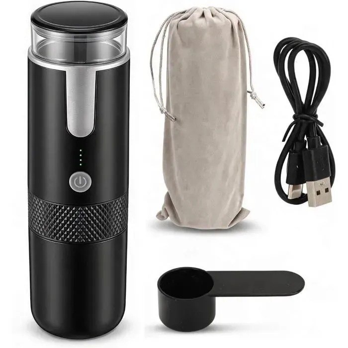 Cafetière Portable Sans Fil USB-C Rechargeable 1200mAh Service Unique Compatible Capsule Americano K Cup pour Voyage Camping