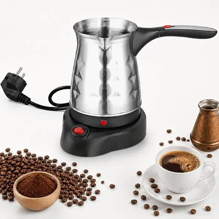 Cafetière Turque Électrique 500ml en Acier Inoxydable Portable Induction pour Voyage/Café/Bureau XSHWYAN