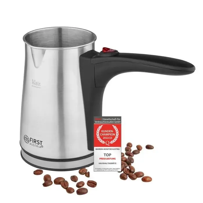 Cafetière Turque Electrique avec Poignée Repliable 800W Pot à Café Grec 350ml en Acier Inoxydable [Classique]