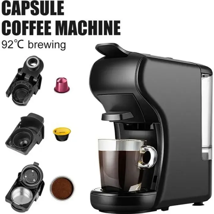 Cafetières à Capsules Machine à Café à Capsules de Café Espresso pour Nespresso /Dolce Gusto/Ground Pods Pression de 19 Bars-EU — coloris Noire