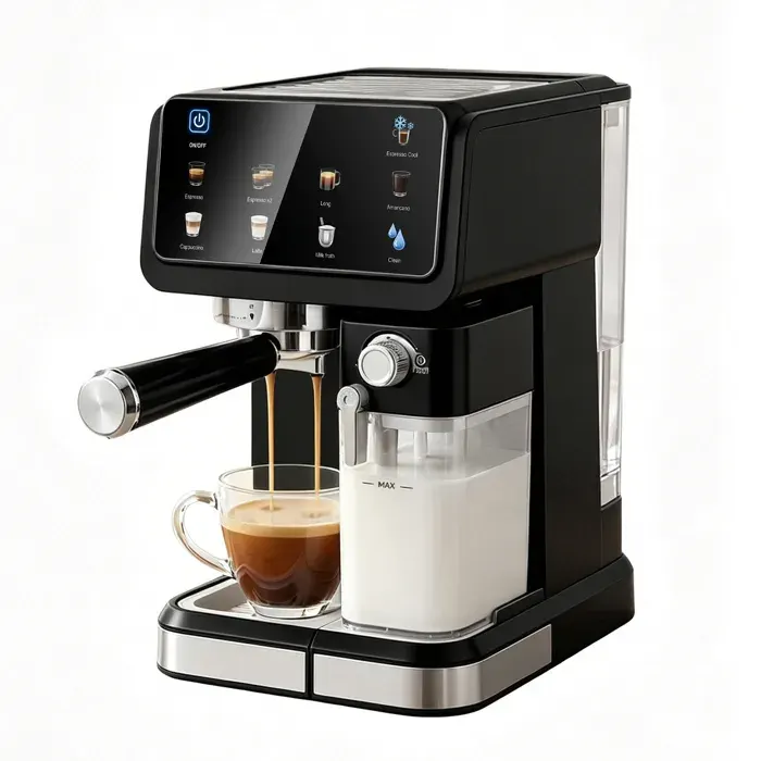 Camecho Machine à café automatique 20bar 6 boissons froid/chaud mousseur lait auto-nettoyant pré-infusion