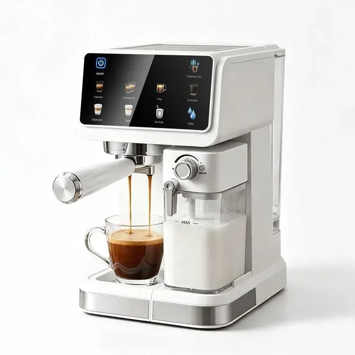 Camecho Machine à café automatique 20bar 6 boissons froid/chaud mousseur lait auto-nettoyant pré-infusion