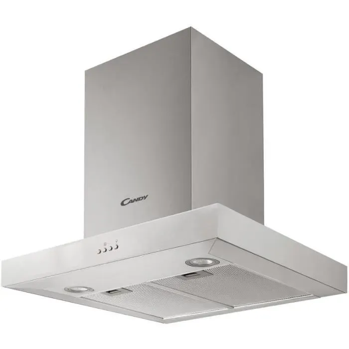 CANDY CMB655X-Hotte murale evacuation / recyclage-571 m3 air / h boosté-65 dB max-3+1 vitesses-L 548 cm-Inox