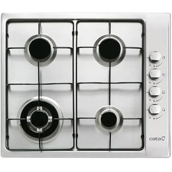 CATA GI 6031 Table de Cuisson à Gaz 4 Brûleurs Émaillés Allumage Électronique Intégré à la Commande Soupapes de Sécurité Préparée