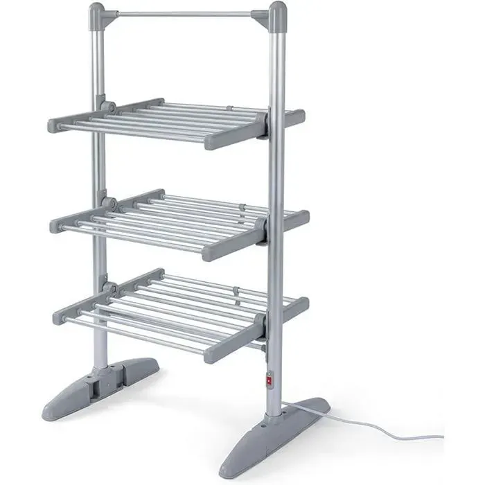 CATAVANA-Sèche-Linge Electrique Etendoir Pliant dIntérieur - Matériau: Alliage en Aluminium - 3 étagères