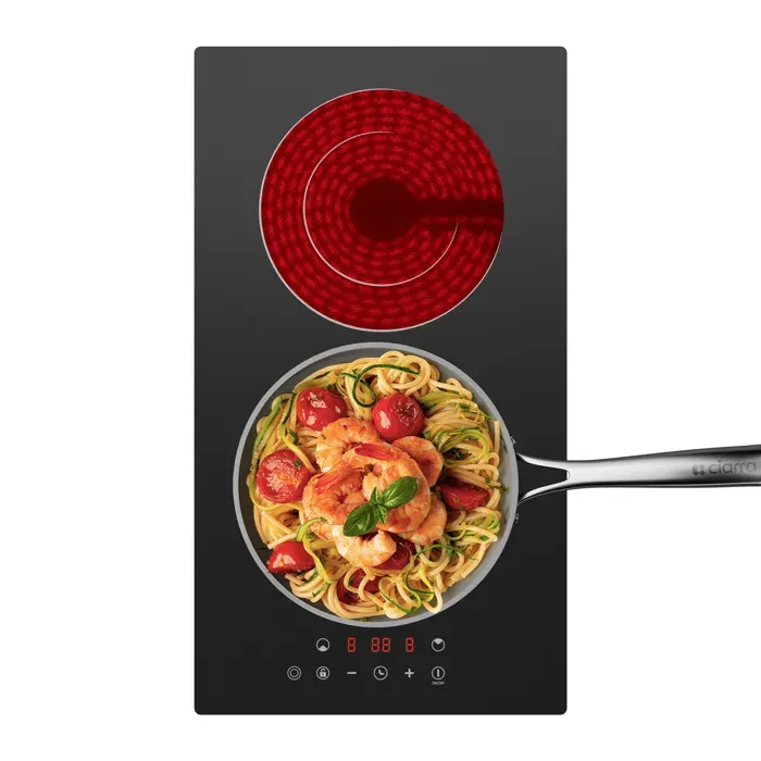 CDV Plaque Vitrocéramique 2 Foyers 3200W– Encastrable – 9 Niveaux – Sécurité Enfant – Minuterie 99 mins CDVER322