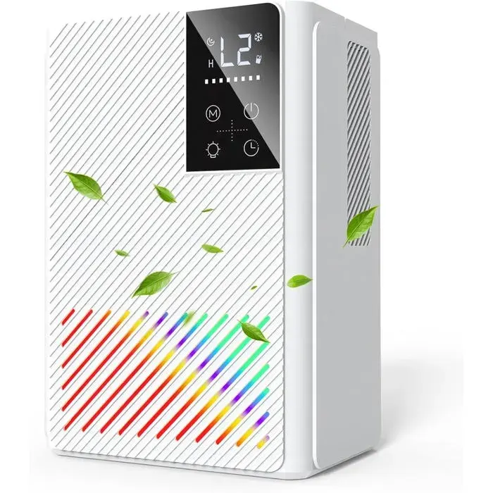 Ce déshumidificateur et purificateur dair 2 en 1 est adapté à une utilisation dans une chambre. — coloris Blanc