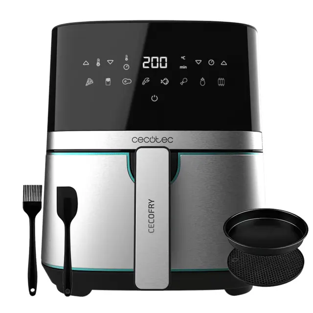 Cecotec 03317 friteuse Unique 5,5 L Autonome 1700 W Friteuse d'air chaud Noir, Acier inoxydable - Neuf