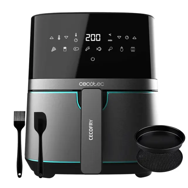 Cecotec 03318 friteuse Unique 5,5 L Autonome 1700 W Friteuse d'air chaud Noir, Acier inoxydable - Neuf