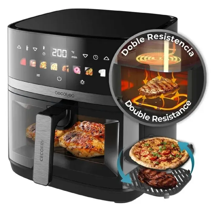 Cecotec Air Fryer Cecofry&Grill Duoheat 8000. Friteuse à Air sans Huile 8L Grill et Plancha Résistance Double 2200W