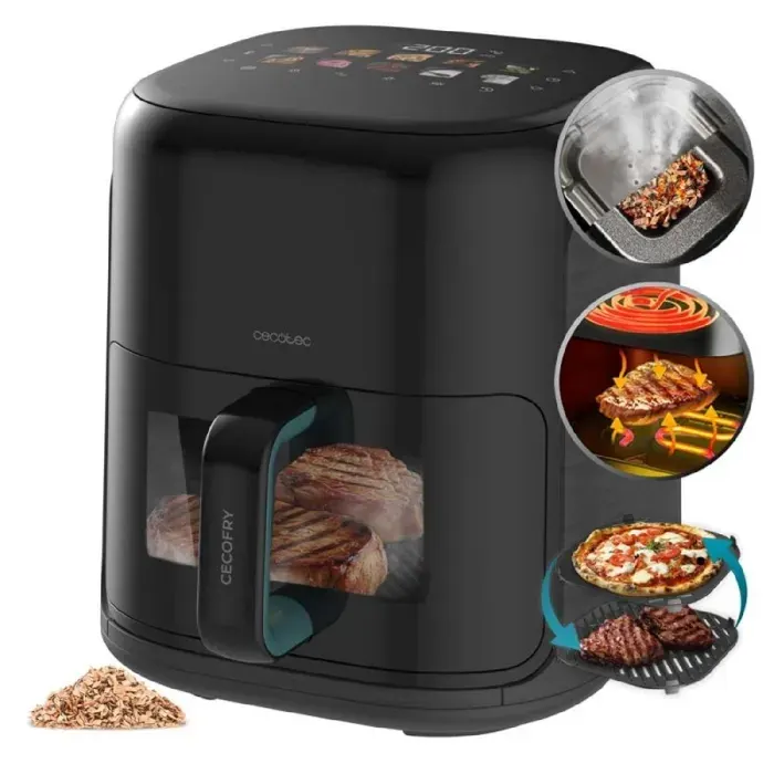 Cecotec Air Fryer Cecofry&Grill SmokinPrime 4000. Friteuse à Air sans Huile Grill Plancha Fonction Fumoir Résistance