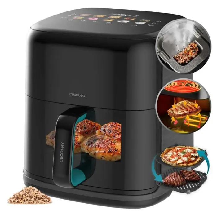 Cecotec Air Fryer Cecofry&Grill SmokinPrime 6500. Friteuse à Air sans Huile Grill Plancha Fonction Fumoir Résistance