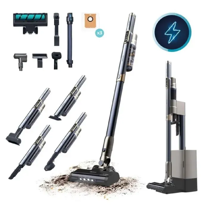 Cecotec Aspirateur Balai Léger sans Câble avec Base de Vidange Automatique Scoba 3000 Station. Moteur Digital Brushless 210W
