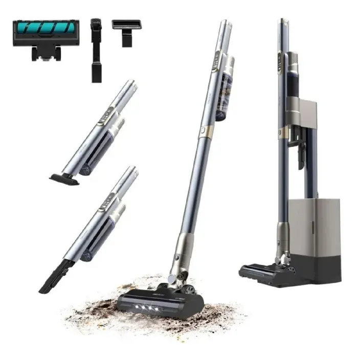 Cecotec Aspirateur Balai sans Fil avec Base de Vidange Scoba 2100 Station. 210W Moteur Numérique Brushless Pression