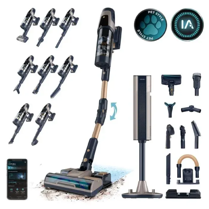 Cecotec Aspirateur Balai sans Fil Conga Rockstar 11500 Odyssey Station Connected IA. Aspirateur sans Fil 300 AW de PuissanceBase