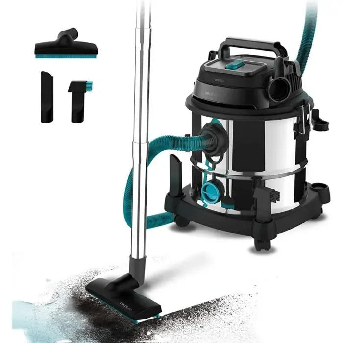 Cecotec Aspirateur pour Solides et Liquides de 20 L Conga Rockstar Wet & Dry Steel MAX. 1400 W 22 kPa Système de Drainage