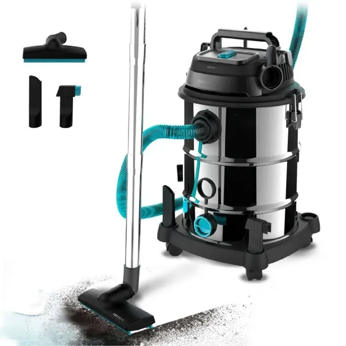 Cecotec Aspirateur pour Solides et Liquides de 30 L Conga Rockstar Wet & Dry Steel Pro. 1600 W 23 kPa Système de Drainage