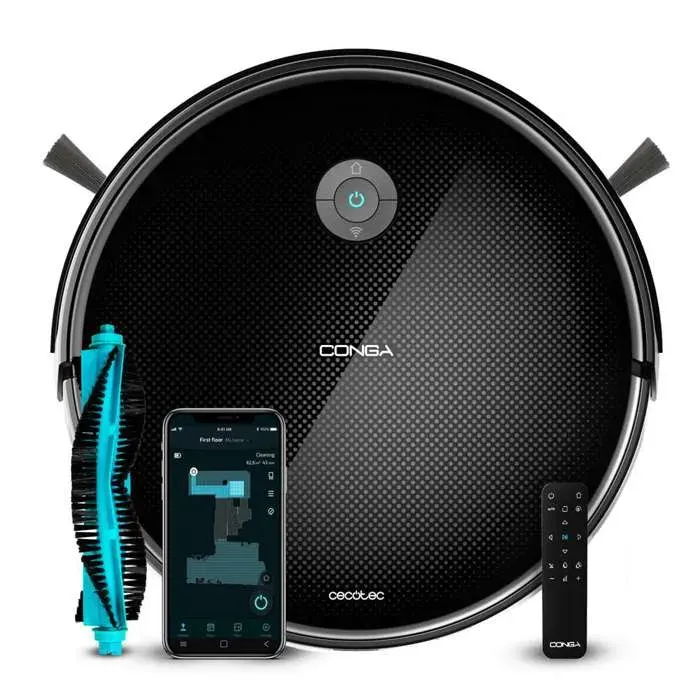 Cecotec Aspirateur robot gyroscopique connecté Conga. iTech SmartGyro 4.0 Autonomie 160 Min 2100 Pa Brosse Multifonction