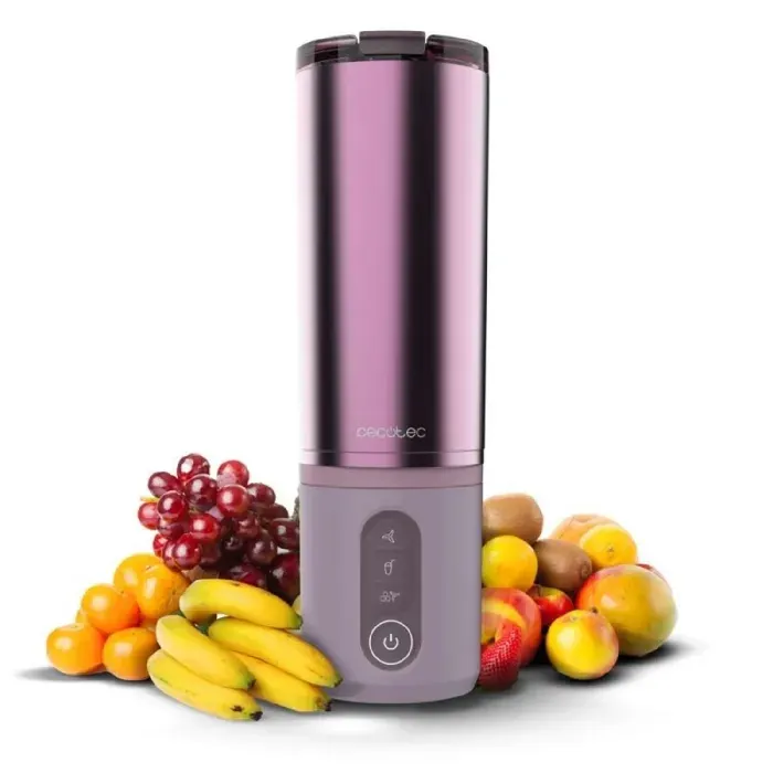 Cecotec Blender Individual Power Titanium Shake2Go Candy Steel. 180W Verre Métal 600ml Sans BPA 3 Programmes Automatiques