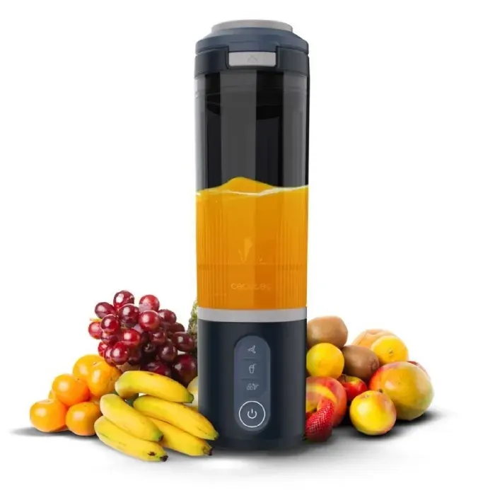 Cecotec Blender Individual Power Titanium Shake2Go Dark. 180W Verre Tritan 600ml Sans BPA 3 Programmes Automatiques