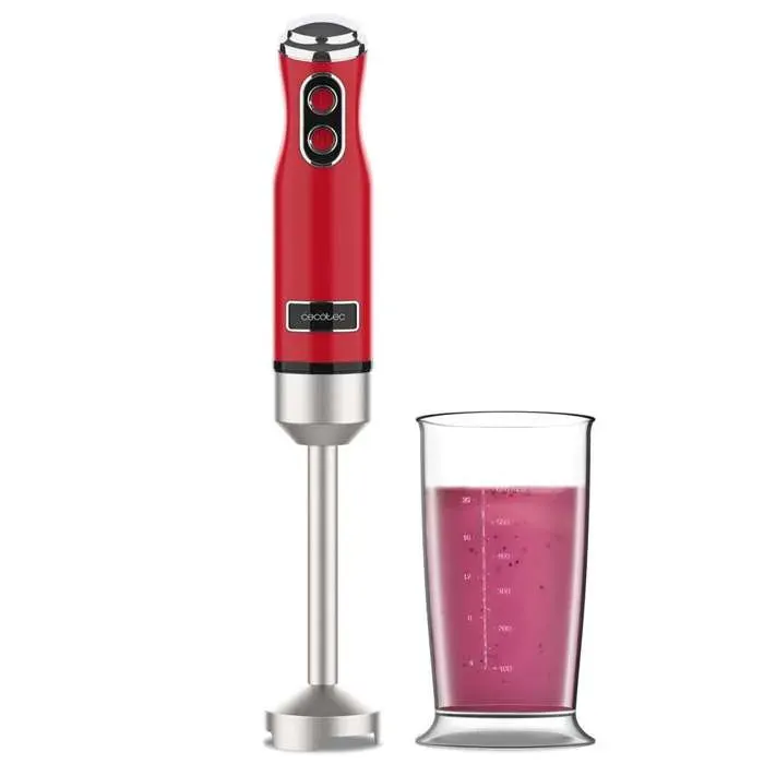 Cecotec Blender Mixeur Power RetroRed 1200MAX. Puissance Maximale 1200 W Technologie CrossBlades 4 Feuilles Revêtues en