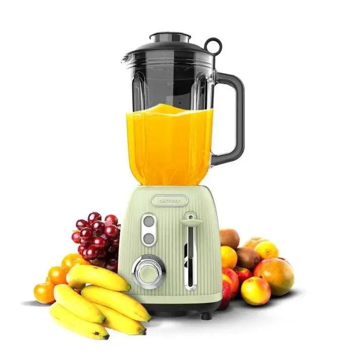Cecotec Blender Mixeur Retro Power Black Titanium RetroGreen. Puissance Maximale de 1200 W 2 Vitesses 4 Lames avec Revêtement