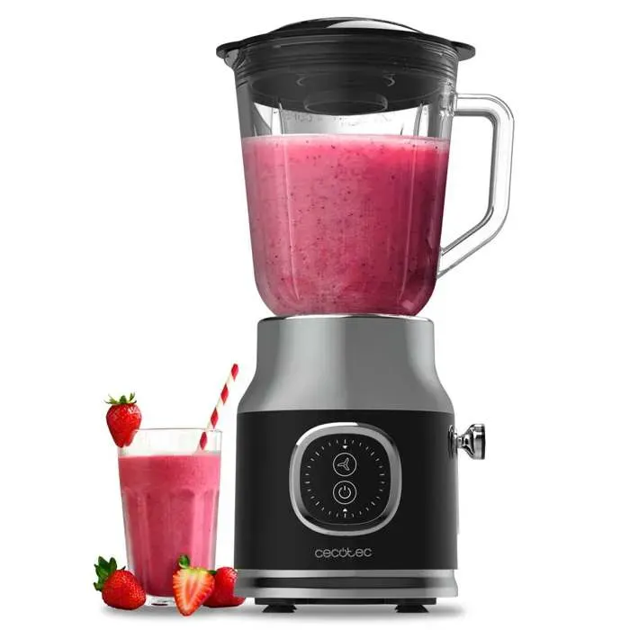 Cecotec Blender Mixeur RetroTwist Black. Puissance Maximale 800 W Bol en Verre d’une Capacité de 1 L 4 Lames avec Revêtement