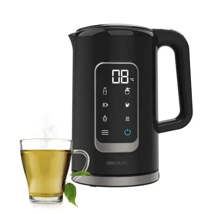 Cecotec Bouilloire Électrique Thermosense 500 Touch. 17 L Écran Tactile 2200W Intérieur en Acier Inoxydable 5 Niveaux de
