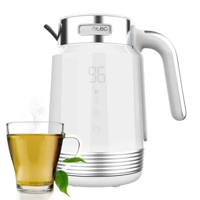 Cecotec Bouilloire Électrique ThermoSense 600 Touch Blanc de 17 L 2200 W Sans BPA Acier Inoxydable et Plastique de Haute