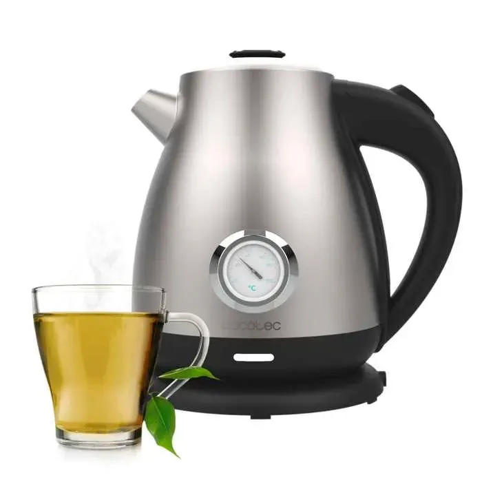Cecotec Bouilloire Thermosense 620 Retro Steel. Bouilloire de 17 L inox de haute qualité 2200 W avec chauffage rapide