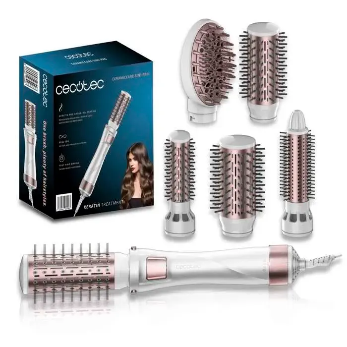 Cecotec Brosse à air 5 en 1 Bamba CeramicCare 5in1 Pro 1000 W céramique technologie ionique 3 réglages de température et 2