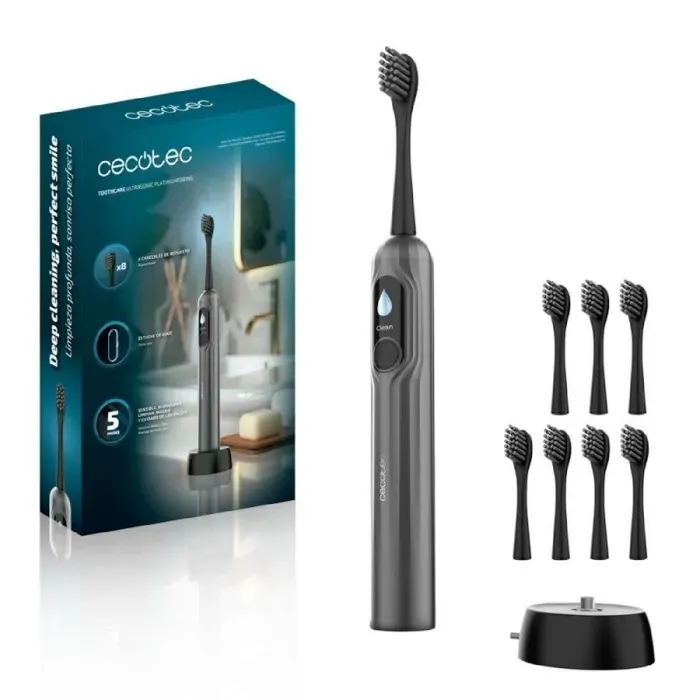 Cecotec Brosse à Dents Électrique Sonique ToothCare UltraSonic PlatiniumSwing. Oscillation 50 000 rpm 8 Têtes 5 Modes Écran