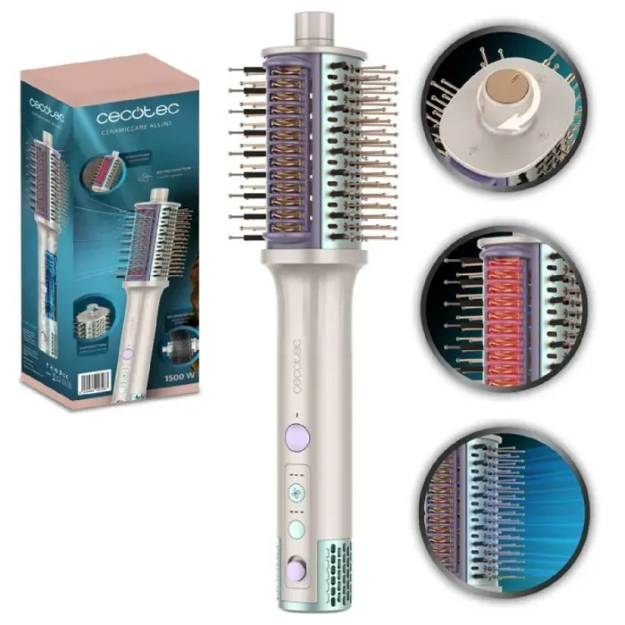 Cecotec Brosse Soufflante CeramicCare Allin1 Chauffante Brosse Coiffante 1500 W 4 en 1 3 directions dair et revêtement en