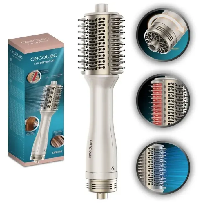 Cecotec Brosse Soufflante Plaques Chauffantes Air DryBold 1200W Sèche Lisse Façonne Donne du Volume et Démêle