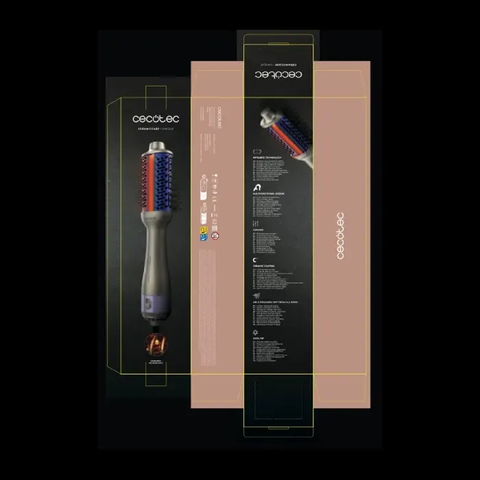 Cecotec Brosse Soufflante Volumisante CeramicCare i-Unique. 1000W Technologie Infrarouge Revêtement Céramique 2 Vitesses
