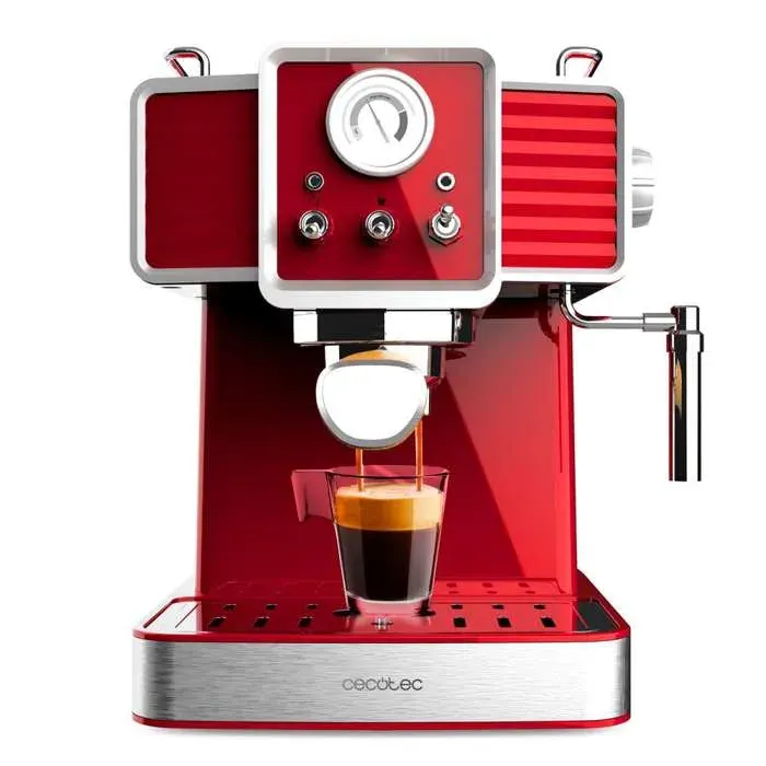 Cecotec Cafetière Express Power Espresso 20 Tradizionale Light Red. 1350 W Technologie ForceAroma de 20 bars Vaporisateur