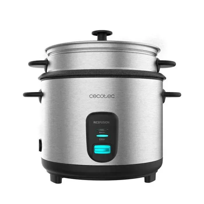 Cecotec Cuiseur à riz RiceFusion 7000 Inox. 700 W capacité 18 Litres 10 portions acier inoxydable et couvercle en verre.
