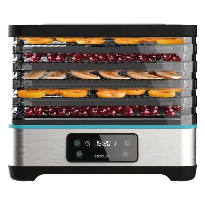 Cecotec Déshydrateur dAliments VitaDry Pro. 300 W Déshydrateur de Fruits avec 5 Plateaux Réglables en Hauteur Écran Digital