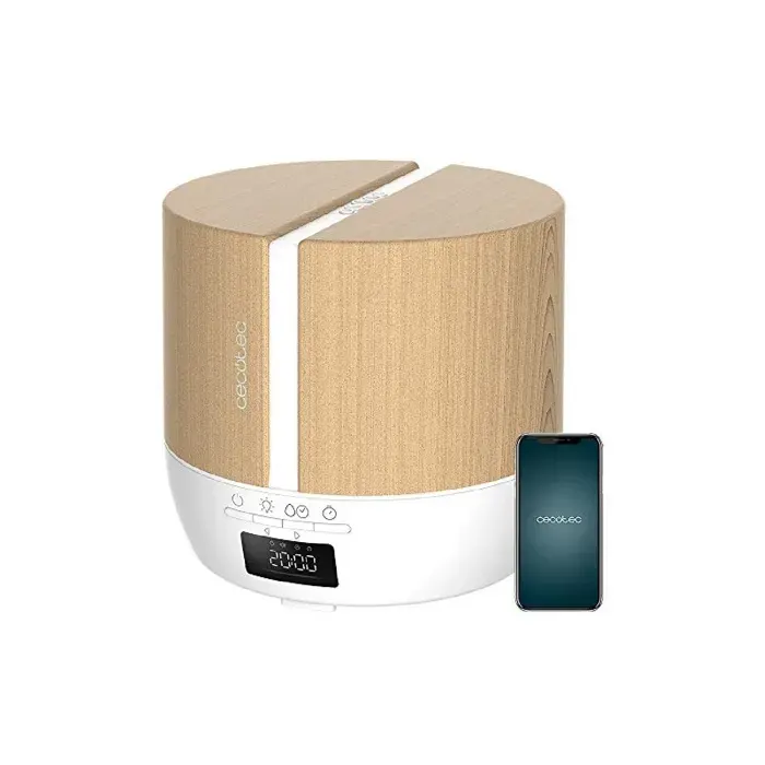 Cecotec Diffuseur dArômes PureAroma 550 Connected White Woody. Capacité 500 ml Écran LED Haut-parleur Contrôle par
