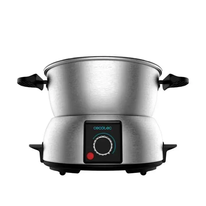 Cecotec Fondue Électrique Fun Gourmet Fondue. 1000W Acier inoxydable à utiliser avec du fromage du chocolat et de l’huile