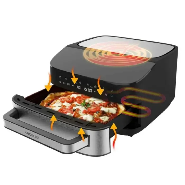Cecotec Four Électrique pour Pizza de 7L Pizza&Fry 7000. 2200W Pizzas de 13 Pouces Écran Tactile 8 Programmes Température