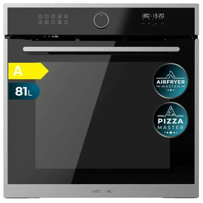 Cecotec Four Encastrable Multifonction 60 cm Bolero Hexa AF316000 Edge A. 3400 W Capacité de 81 L 11 Fonctions avec Airfryer