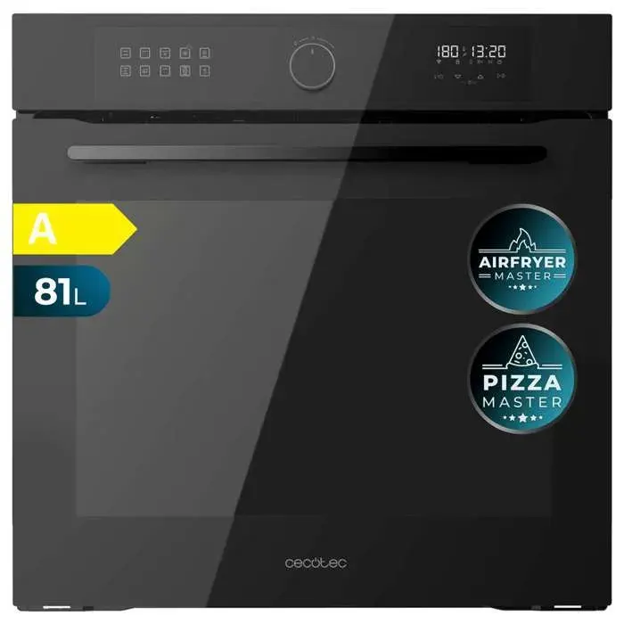 Cecotec Four Encastrable Multifonction 60 cm Bolero Hexa AF316000 Glass Black A 3400 W 81 L 11 Fonctions avec Airfryer Master