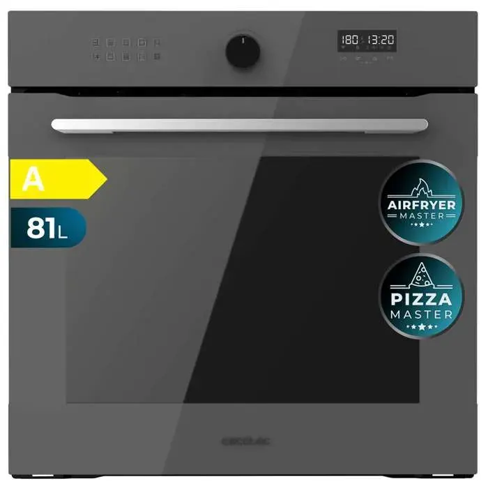 Cecotec Four Encastrable Multifonction 60 cm Bolero Hexa AF316000 Glass Grey A. 3400W 81L 11 Fonctions avec Airfryer Master