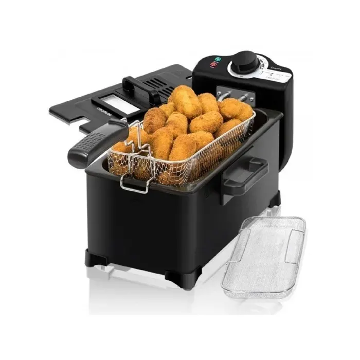 Cecotec Friteuse Électrique CleanFry 3 L Black. 3L Jusqu’à 190 C Cuve Émaillée qui convient au Lave-vaisselle Filtre OilCleaner