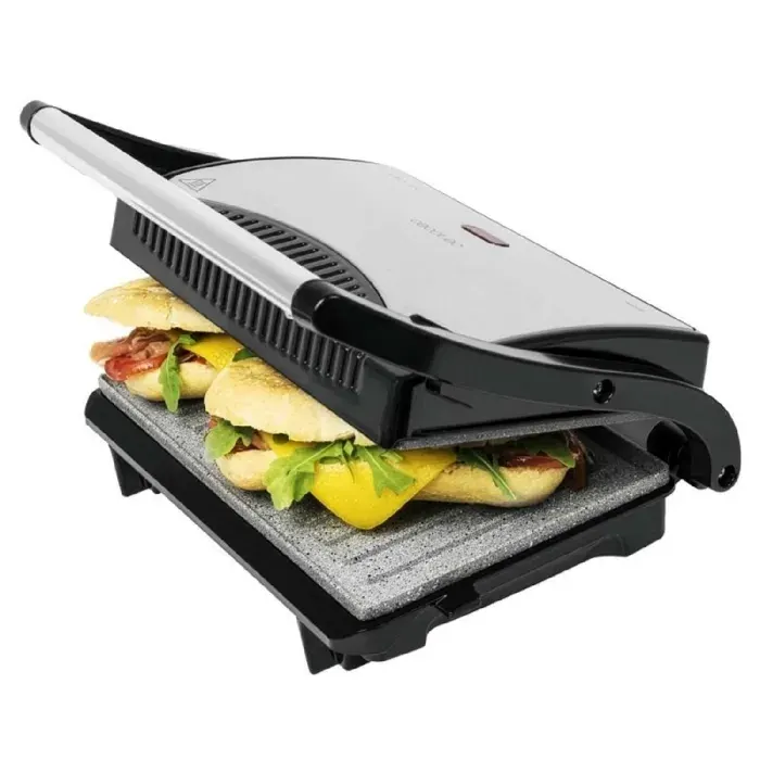 Cecotec Gril Électrique avec Grill Rockn Grill. 700W Surface 23x145 cm RockStone Antiadhérent Sans PTFE PFOA