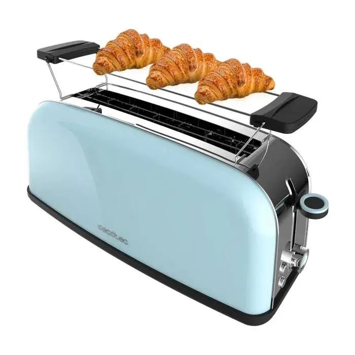 Cecotec Grille-pain Vertical 1 Fente Longue Toastin time 850 Blue Long. 850 W 2 Tranches de Pain Fente Large de 38 cm