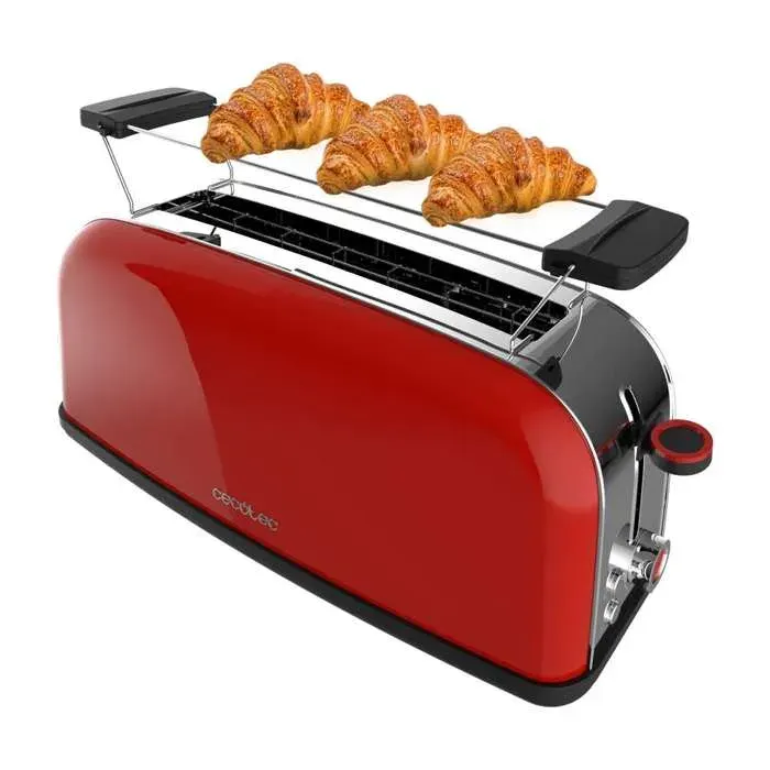 Cecotec Grille-pain Vertical 1 Fente Longue Toastin time 850 Red Long. 850 W 2 Tranches de Pain Fente Large de 38 cm