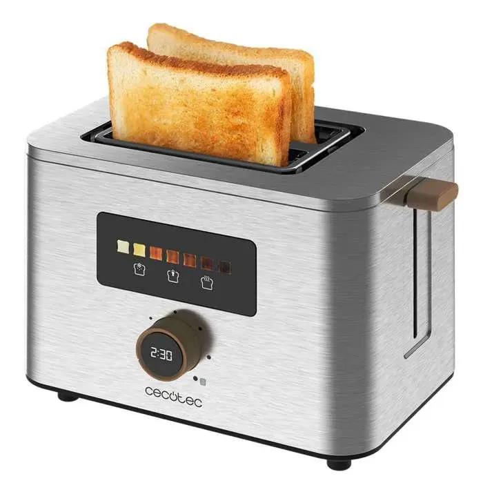Cecotec Grille-Pain Vertical 2 Fentes Courtes Touch&Toast Double. 950 W 2 Tranches de Pain Fentes Extra-Larges de 38 cm